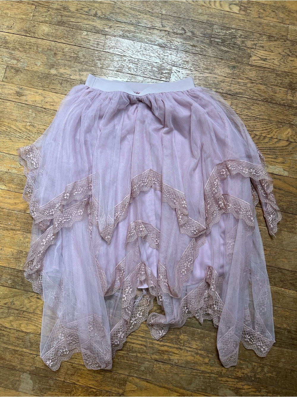 Romwe Romantic Elastic Waist Lace Trim Pink Tulle Skirt - Women's